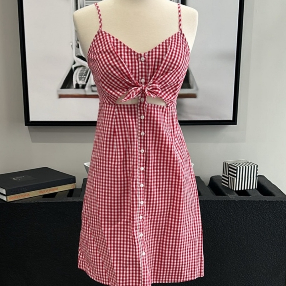 red and white gingham dress